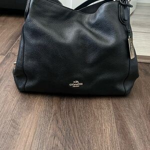 Coach Black Pebbled Leather Shoulder Hobo with Gold Hardware